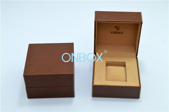 Brown Faux Leather Watch Box 130x130x90mm With Hard Pillow