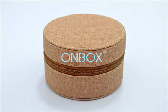 Zippered Tube Shape Leather Jewelry Boxes Dia 82x60mm