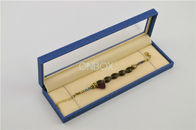 Blue PU Leather Jewelry Boxes With Transparent PVC Window On Lid