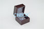 Luxury Square LED Display Small Jewelry Box For Lady Single Ring In Dark Brown PU Leather